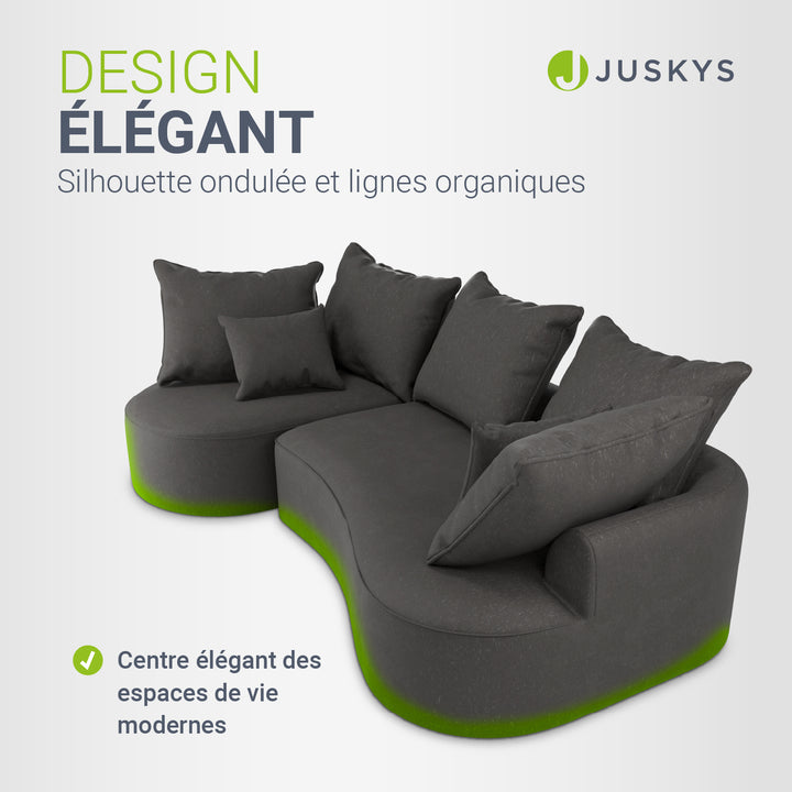 Canapé Tirano avec pouf et coussins décoratifs