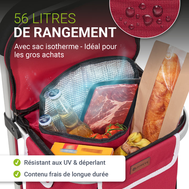 Chariot de courses 3 en 1 - Capacité 56 L