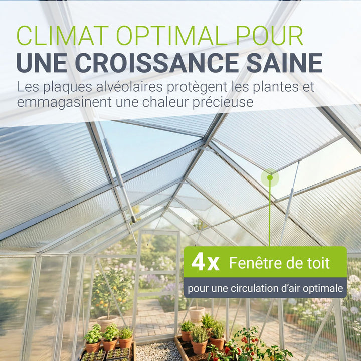Serre en aluminium avec fondation