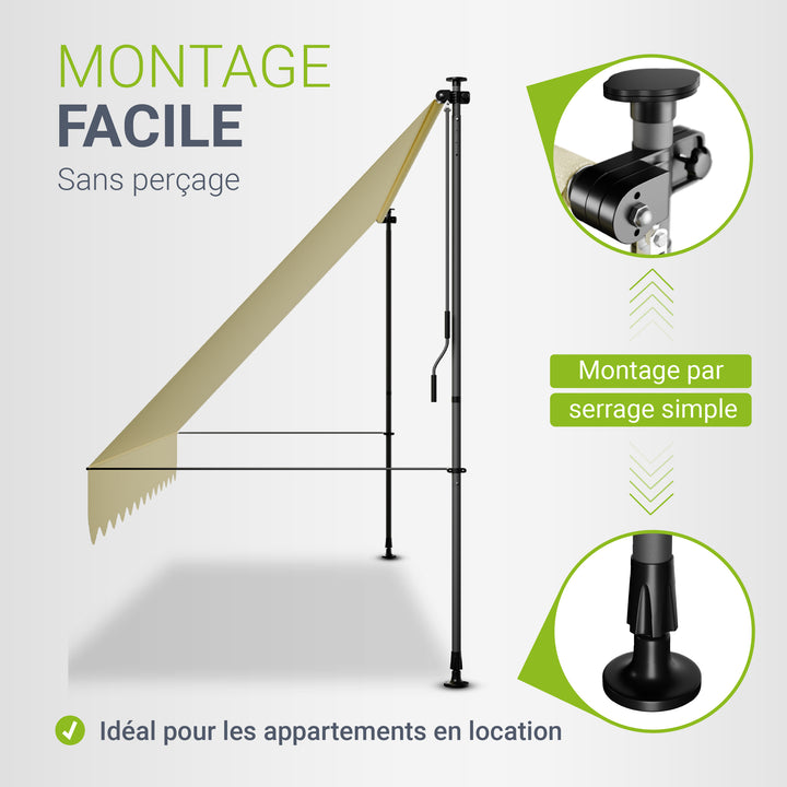 Store de balcon à pince Kapstadt – avec manivelle, jusqu'à 400 cm