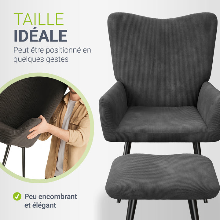 Fauteuil à oreilles avec tabouret Odense en option