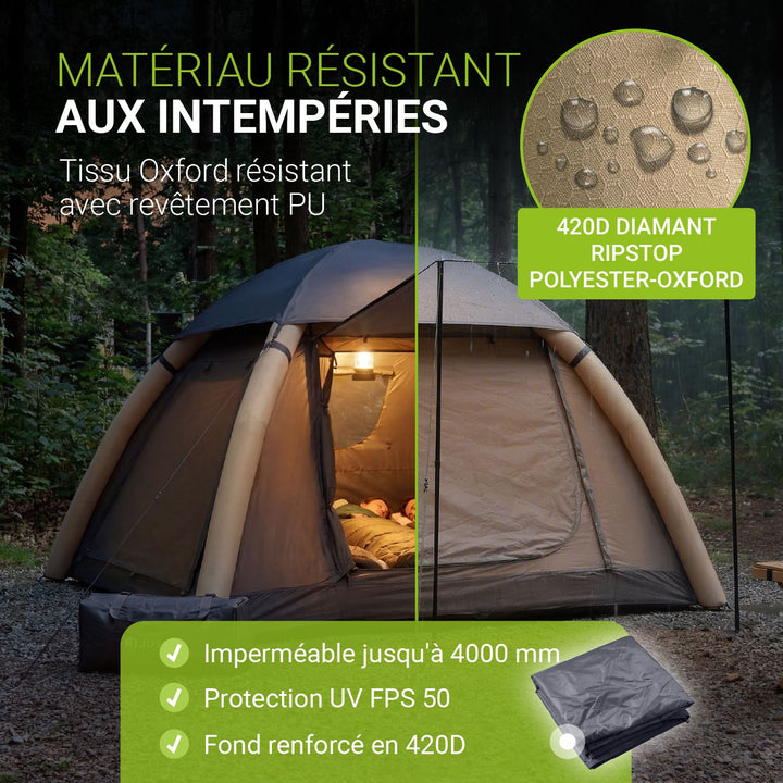 Tente gonflable avec accessoires pour 1 à 4 personnes