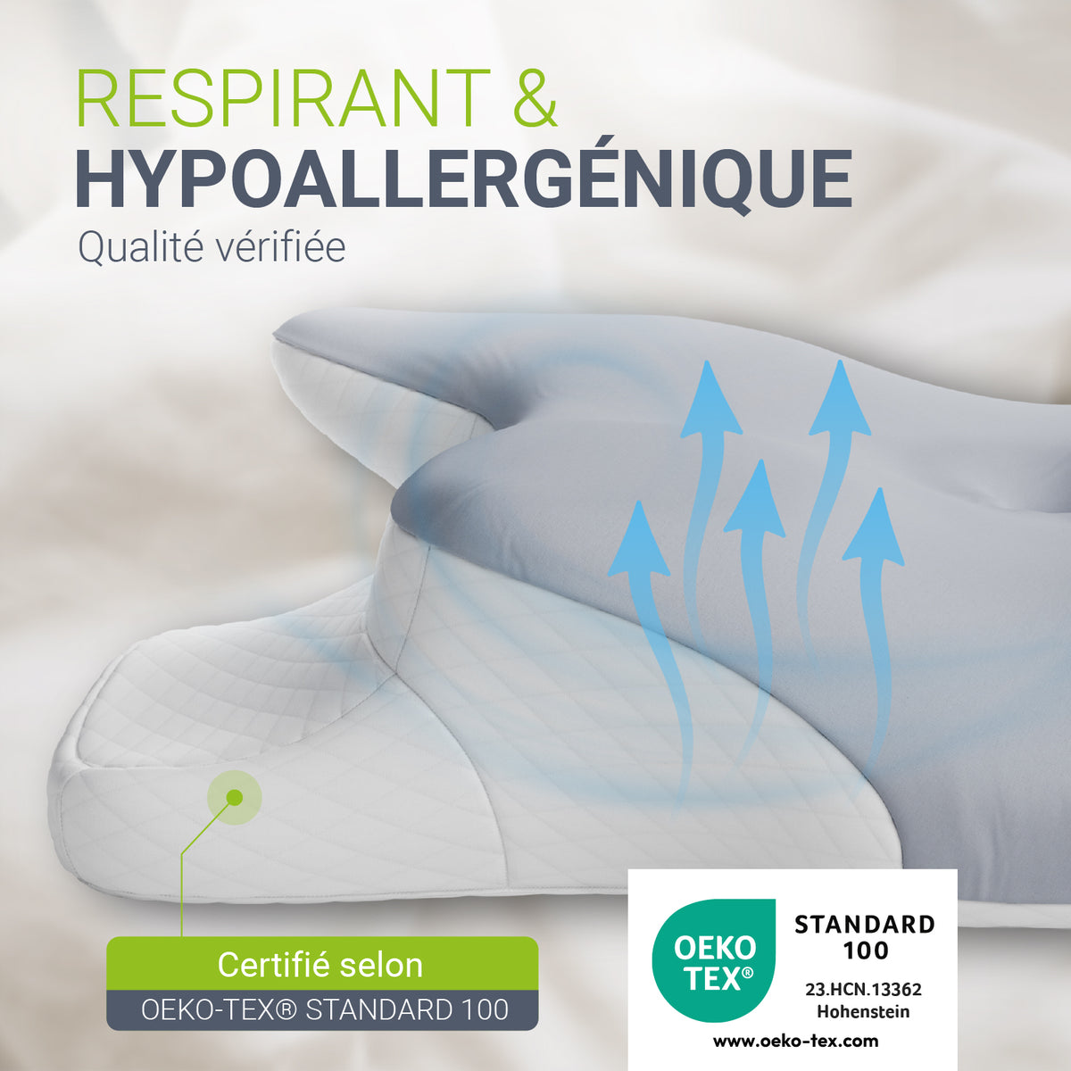 Oreiller cervical orthopédique en mousse à mémoire de forme