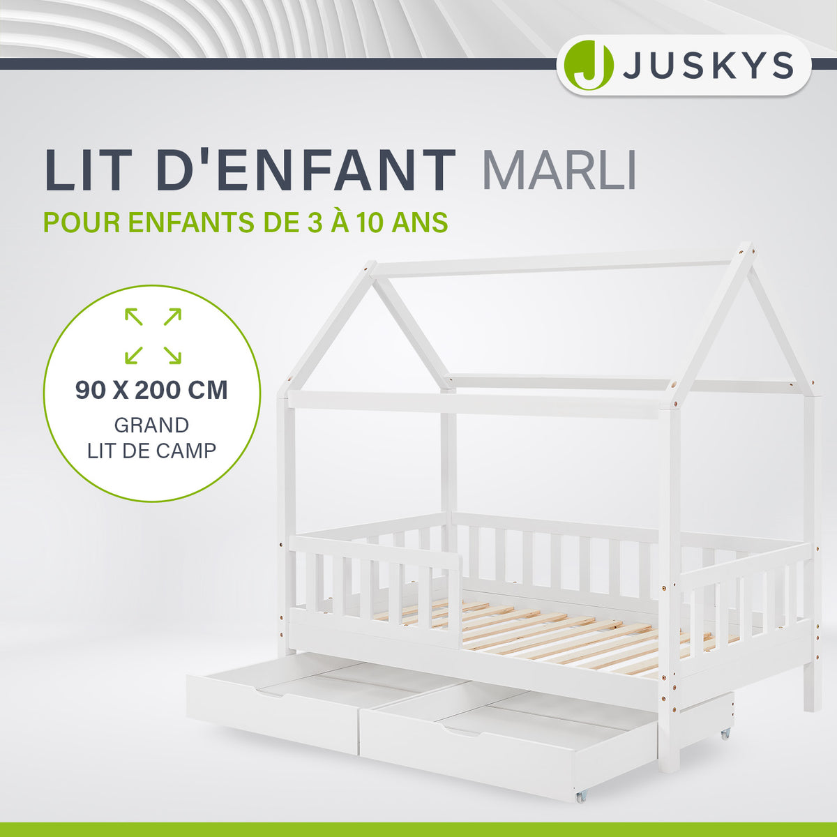 Lit enfant Marli 90 x 200 cm avec sommier