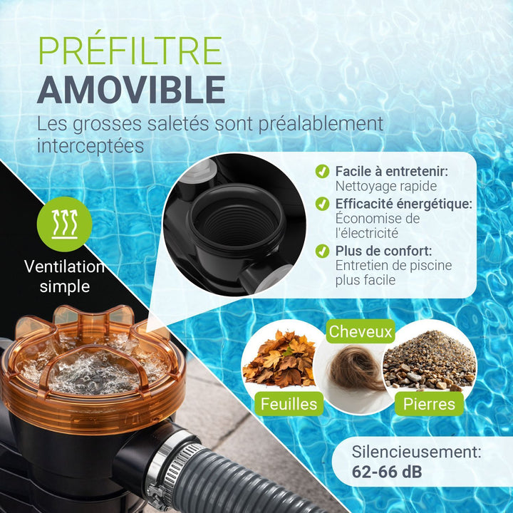 Système de filtration à sable pour piscines jusqu'à 30 000 litres