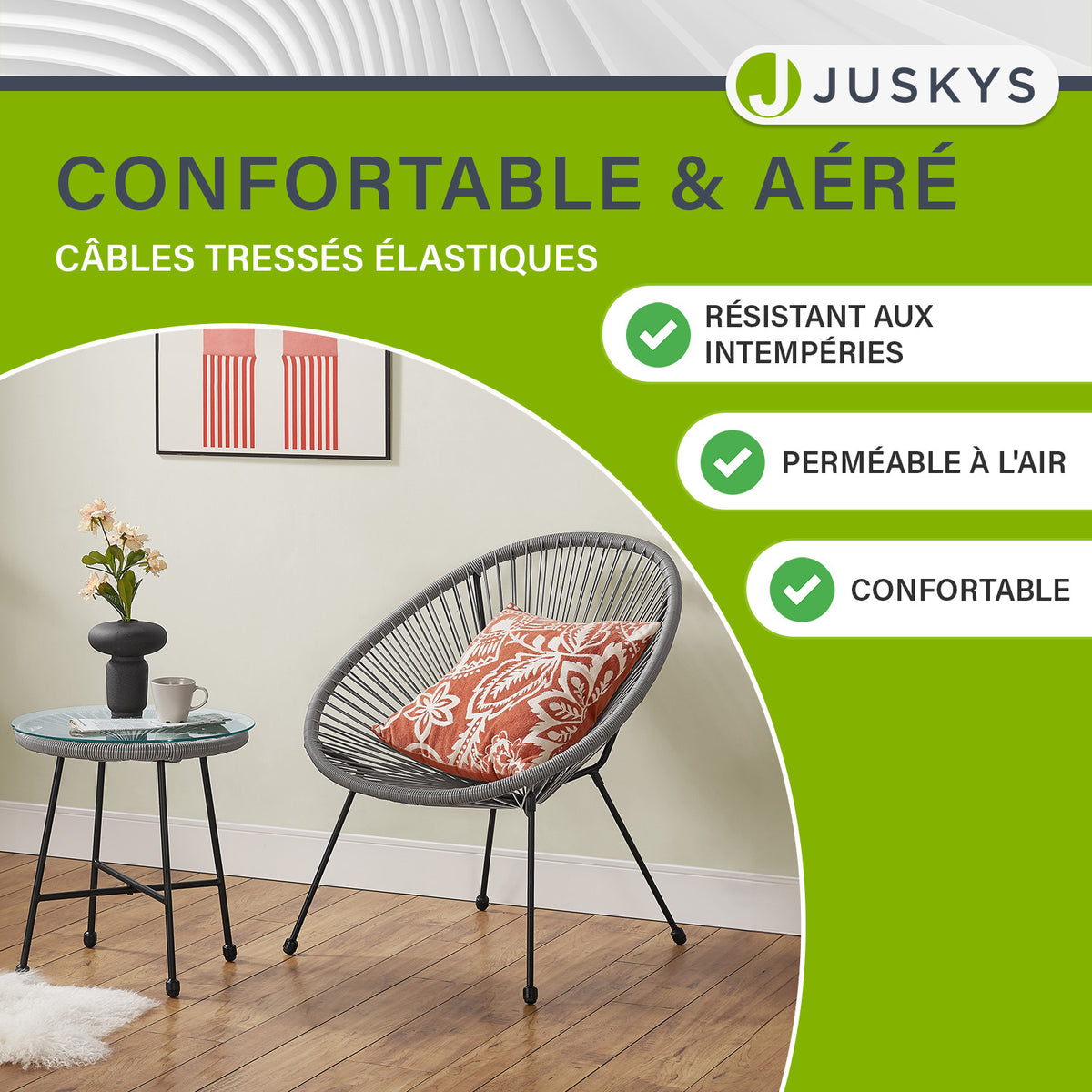 Ensemble de meubles de balcon Ostana 3 pièces