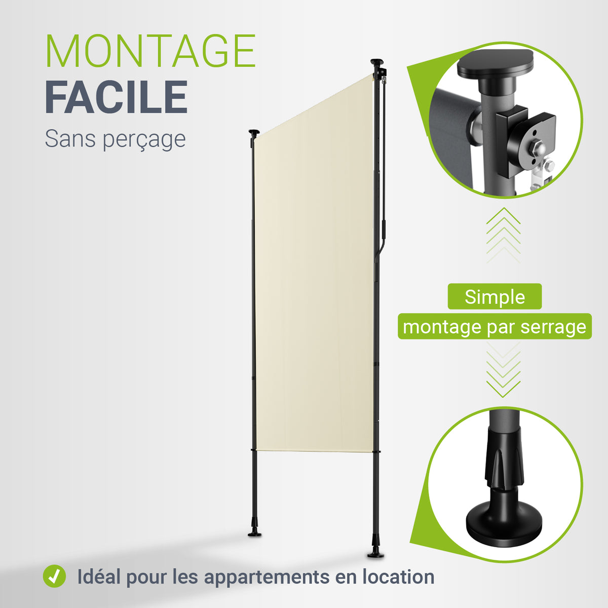 Store vertical Barbados – sans perçage, 1 à 2 m