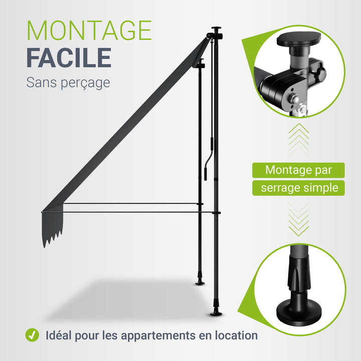 Store de balcon à pince Kapstadt – avec manivelle, jusqu'à 400 cm