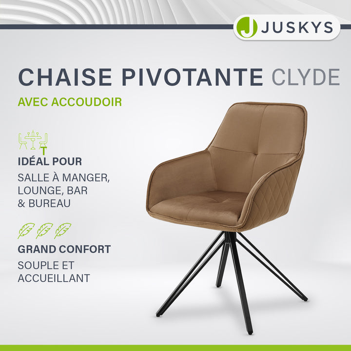 Chaise de salle à manger pivotante en velours Clyde