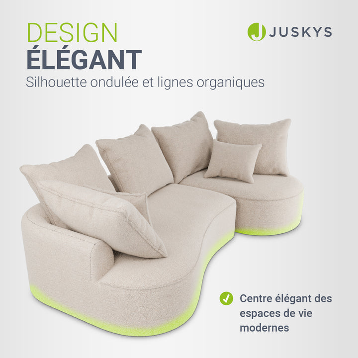 Canapé Tirano avec pouf et coussins décoratifs