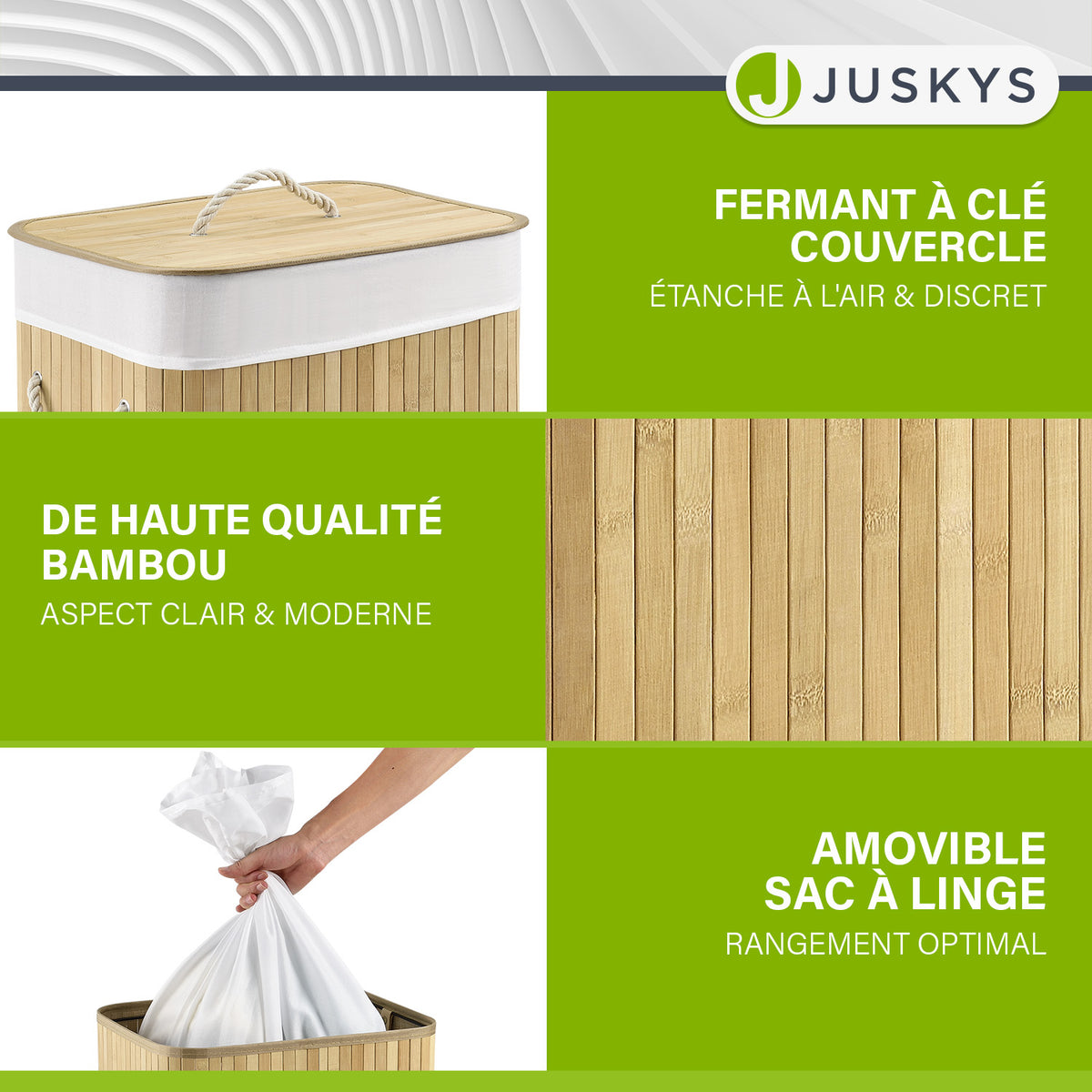 Panier à linge en bambou bouclé