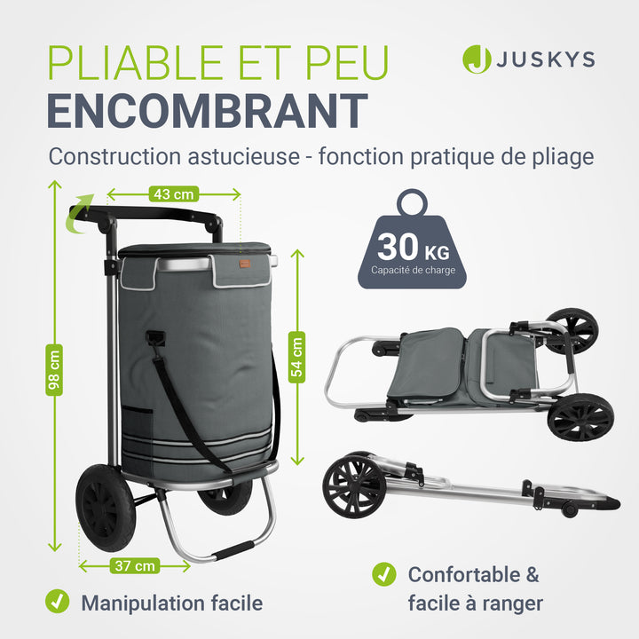 Chariot de courses 3 en 1 - Capacité 56 L