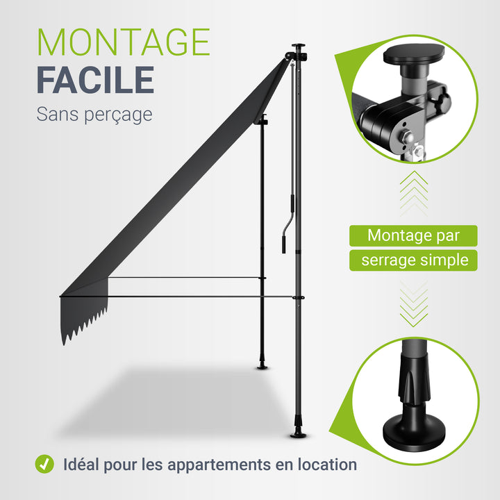 Store de balcon à pince Kapstadt – avec manivelle, jusqu'à 400 cm