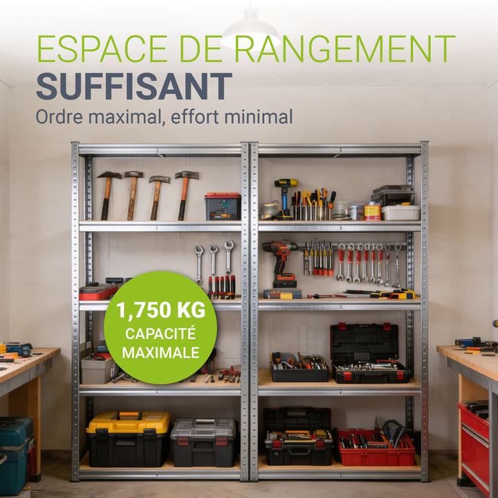 Ensemble de 2 à 8 étagères de rangement de base 180 x 90 x 40 cm