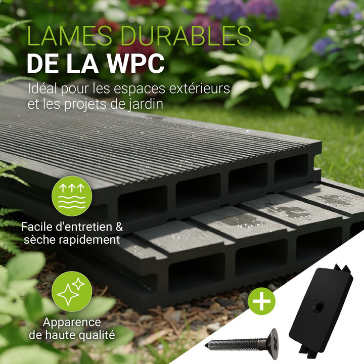 Lames de terrasse en WPC anthracite
