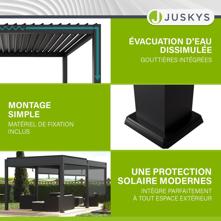 Pergola bioclimatique Tahiti 3 x 5,9 m avec 2x parois latérales 3 m