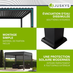 Pergola bioclimatique Tahiti 3 x 4 m avec 1 paroi latérale de 4 m