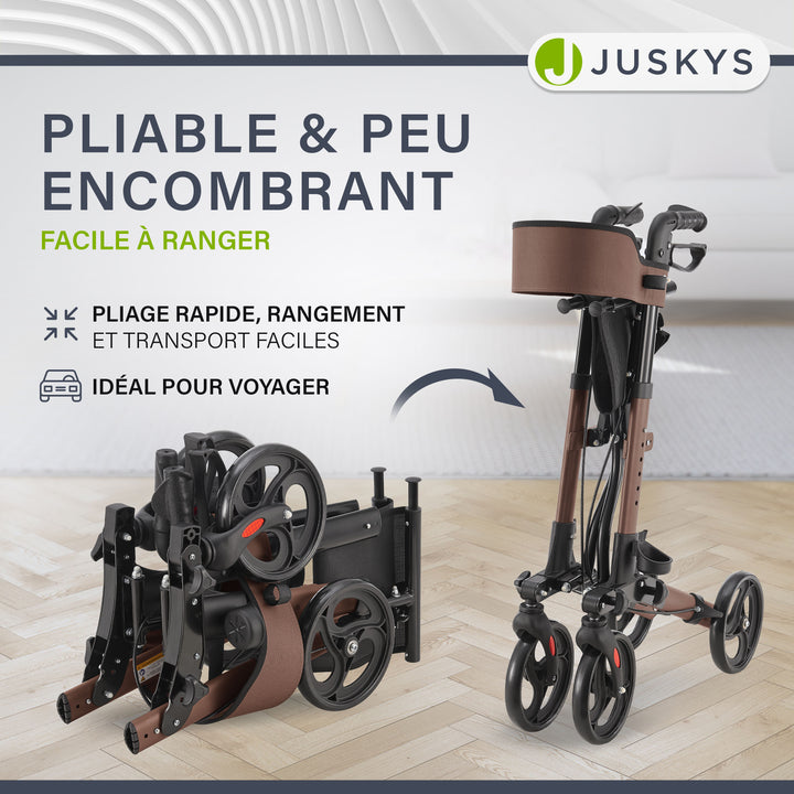 Déambulateur en aluminium Vital – pliable, avec siège et sac à provisions – jusqu'à 130 kg