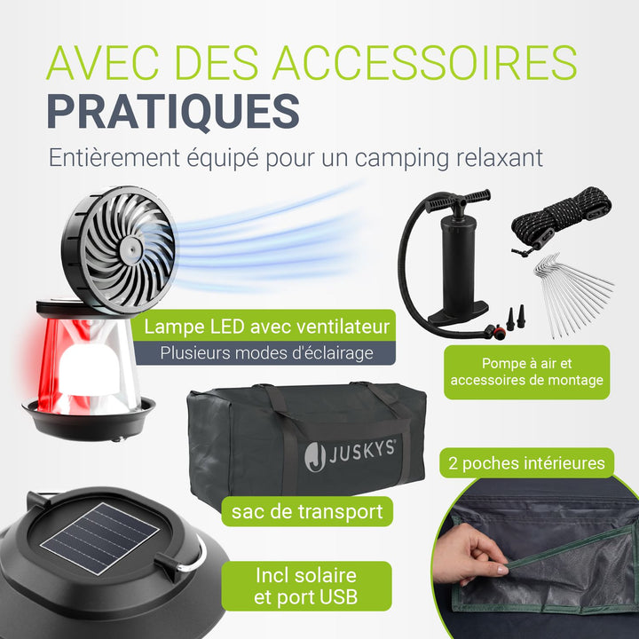 Tente gonflable avec accessoires pour 1 à 4 personnes