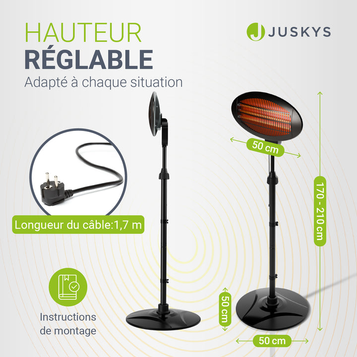 Radiateur infrarouge 2000W noir extérieur
