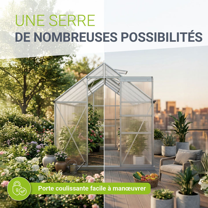 Serre en aluminium avec fondation