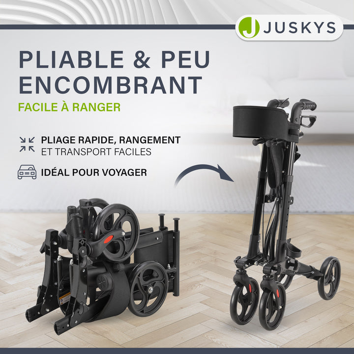 Déambulateur en aluminium Vital – pliable, avec siège et sac à provisions – jusqu'à 130 kg