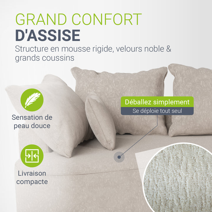 Canapé Tirano avec pouf et coussins décoratifs