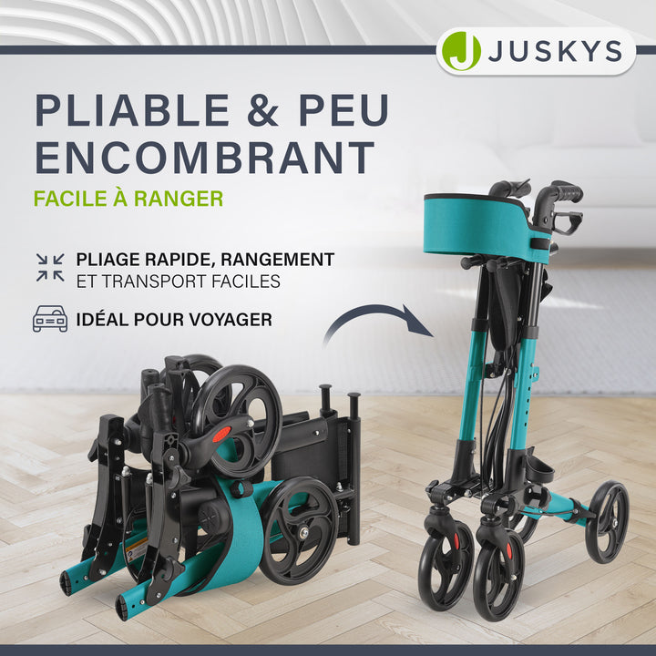 Déambulateur en aluminium Vital – pliable, avec siège et sac à provisions – jusqu'à 130 kg