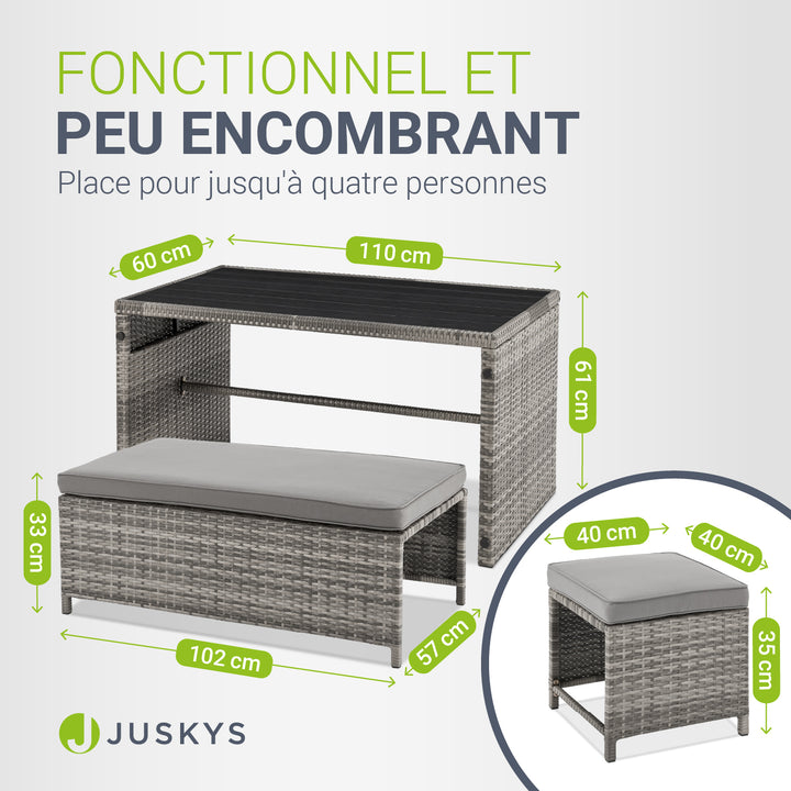 Mobilier de jardin 2 en 1 en polyrotin Jamaica