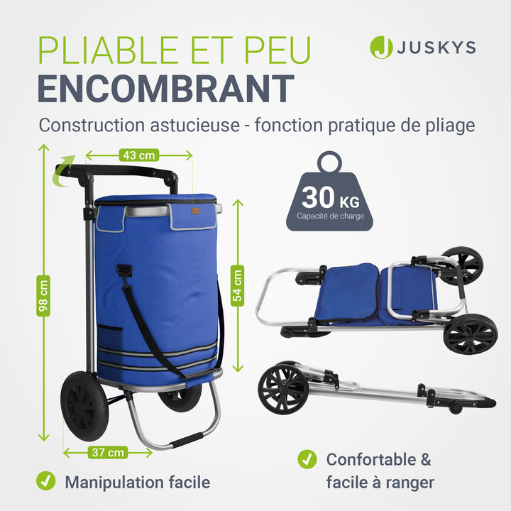 Chariot de courses 3 en 1 - Capacité 56 L