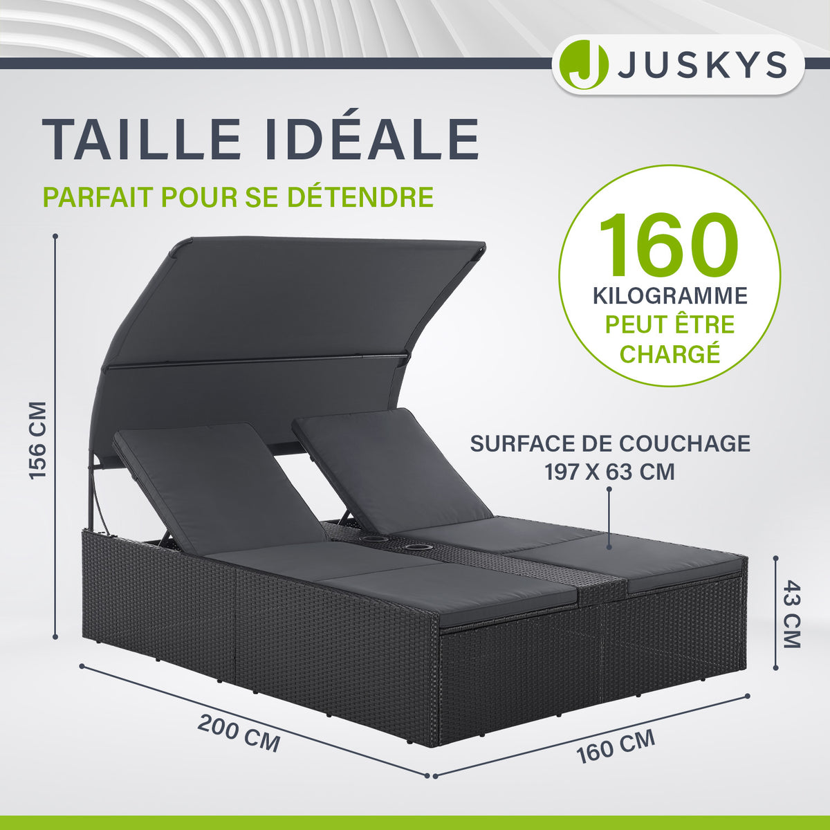 Chaise longue double en polyrotin Syros