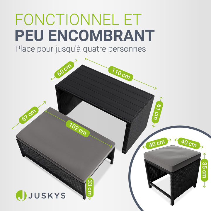 Mobilier de jardin 2 en 1 en polyrotin Jamaica