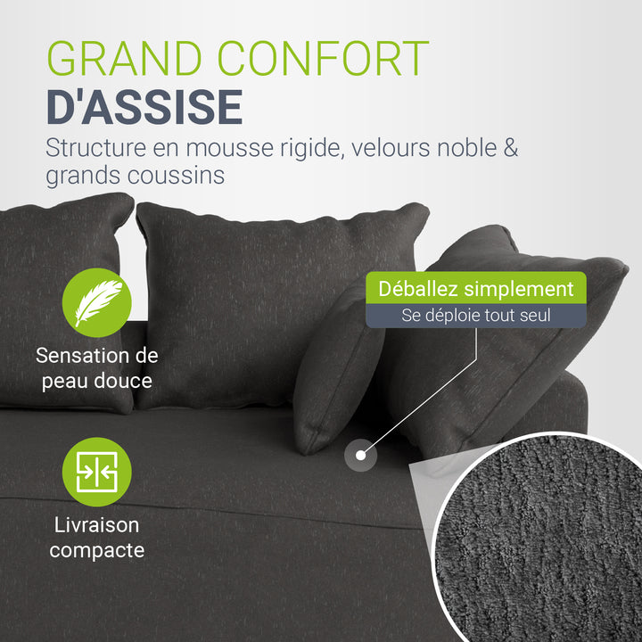 Canapé Tirano avec pouf et coussins décoratifs