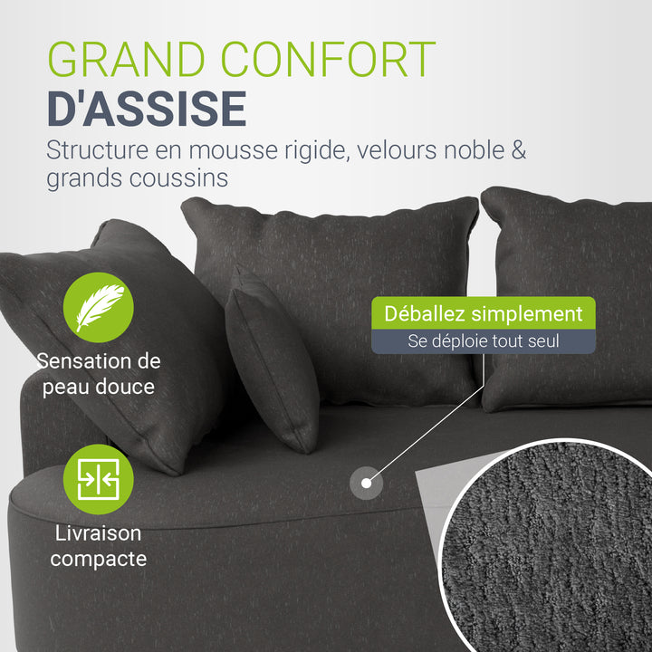Canapé Tirano avec pouf et coussins décoratifs