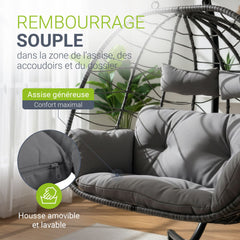 Fauteuil suspendu double en polyrotin Aria