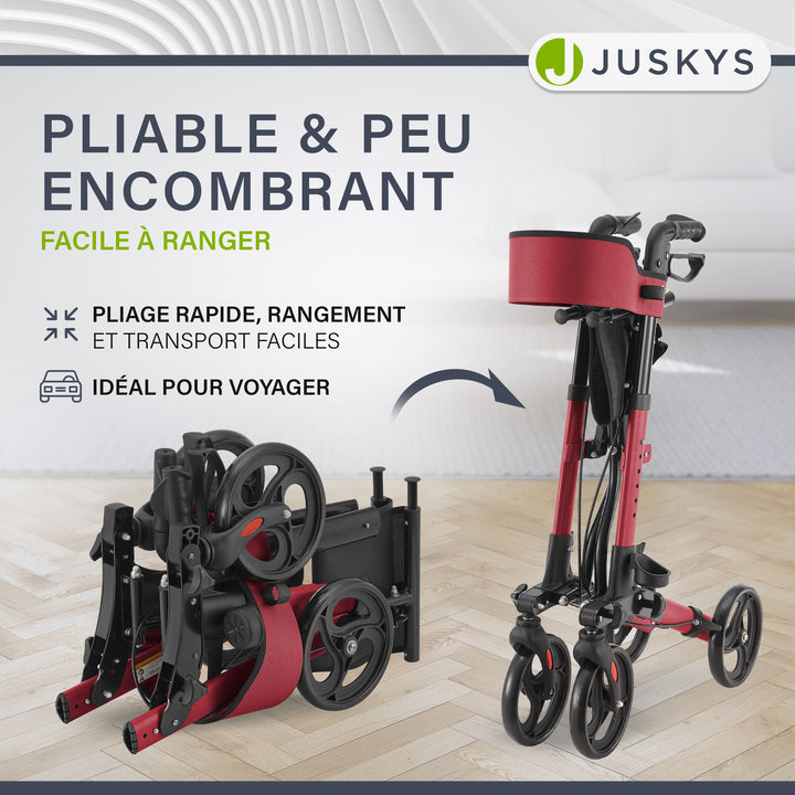 Déambulateur en aluminium Vital – pliable, avec siège et sac à provisions – jusqu'à 130 kg