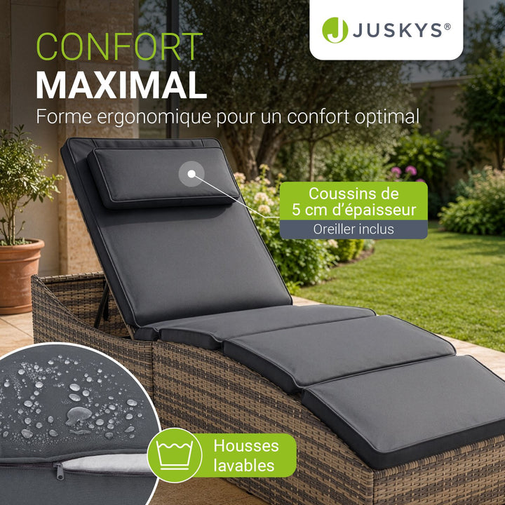 Chaise longue pliable en polyrotin Lamia