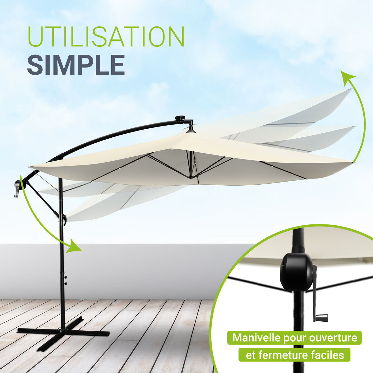 Parasol déporté à LED Brésil