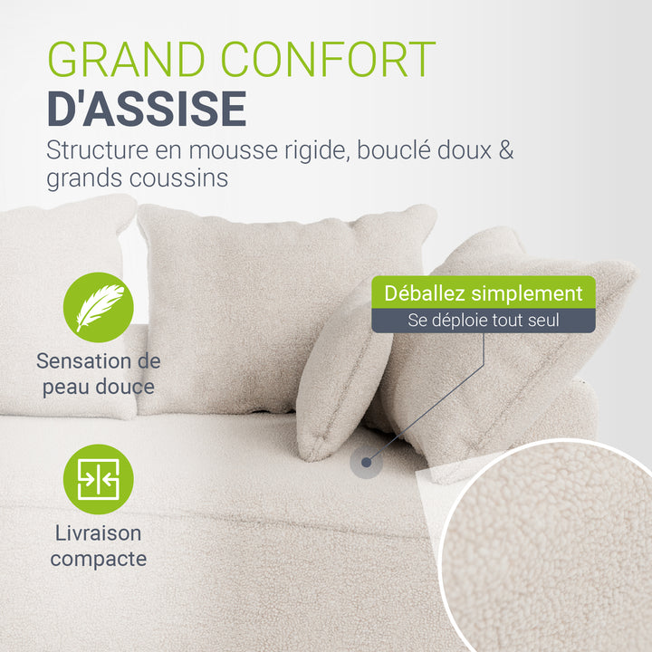 Canapé Tirano avec pouf et coussins décoratifs