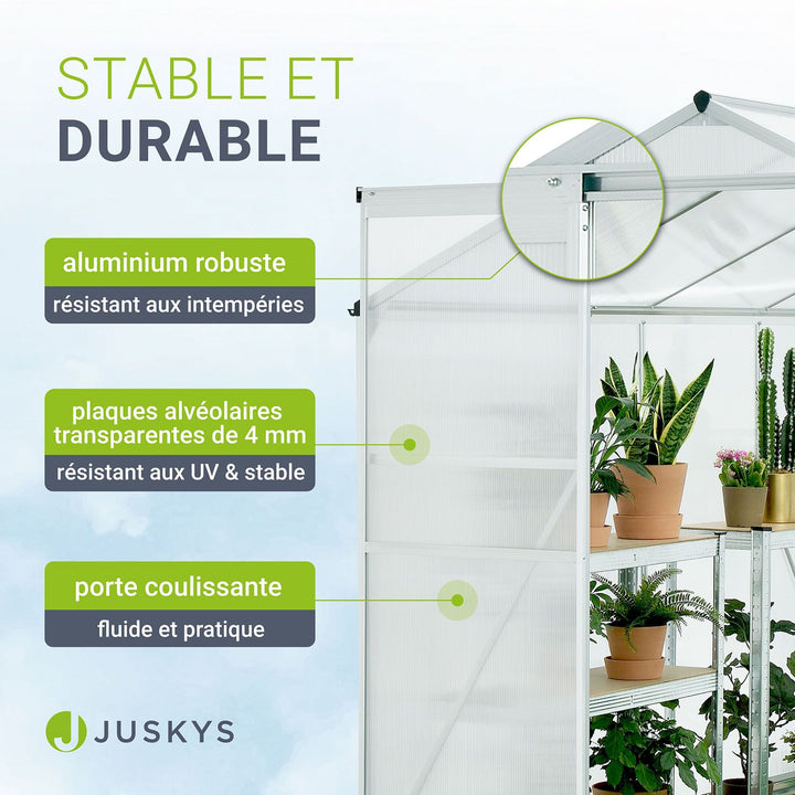 Serre en aluminium avec fondation