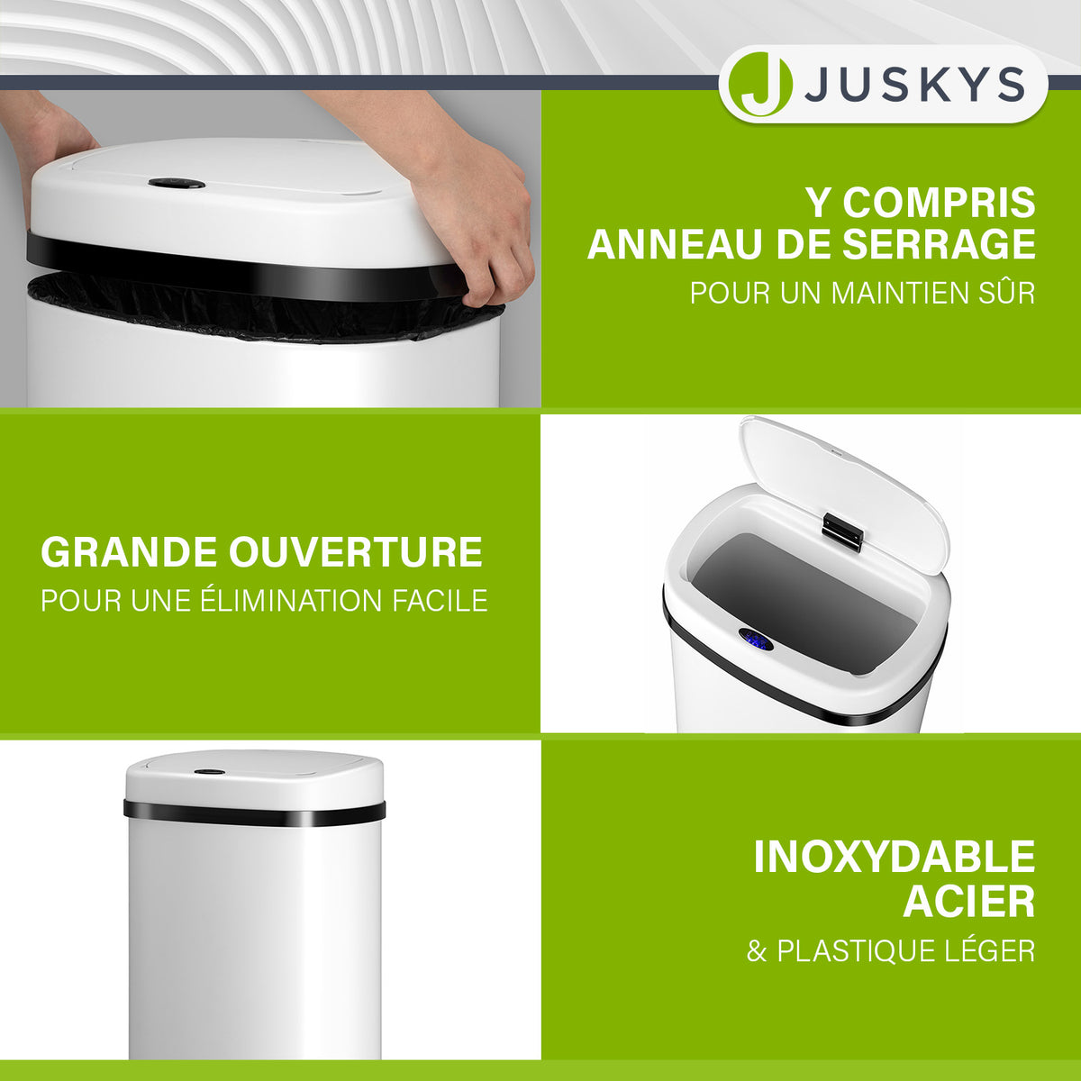 Poubelle rectangulaire avec capteur