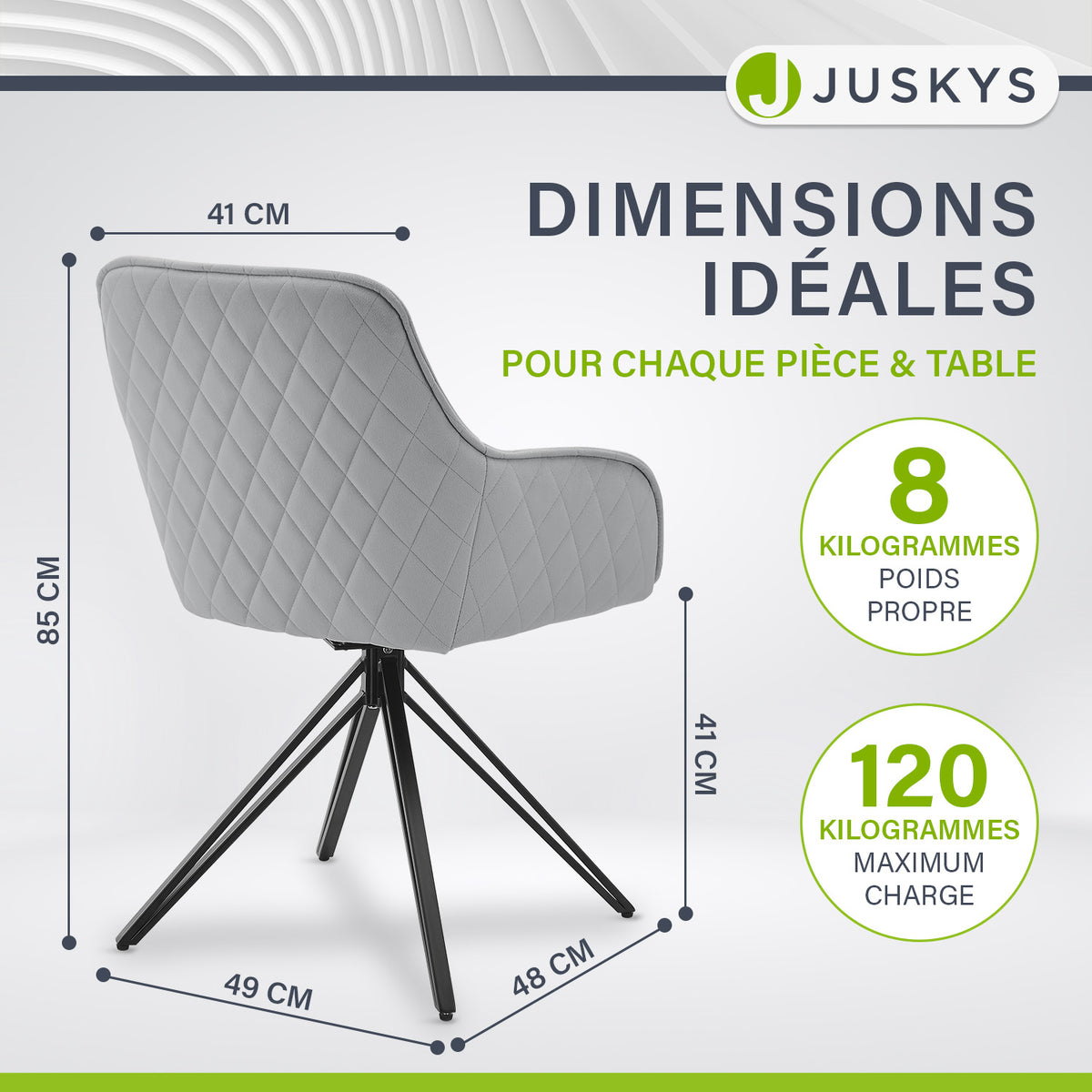 Chaise de salle à manger pivotante en velours Clyde