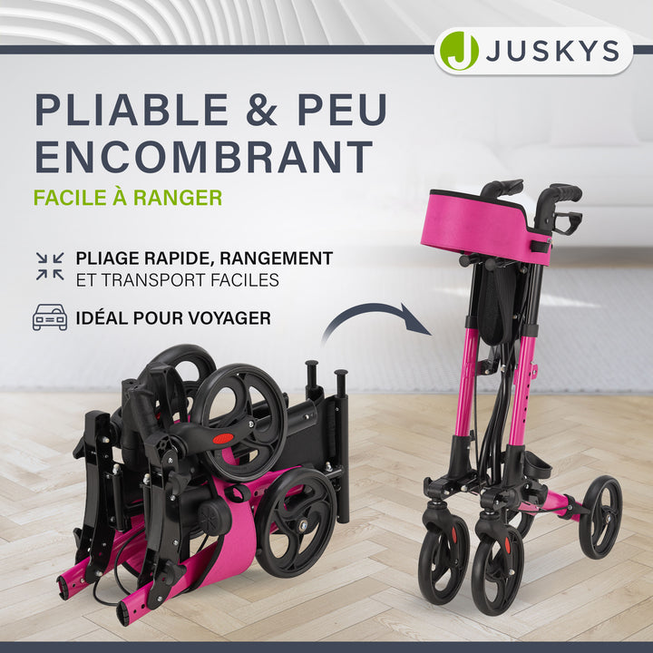 Déambulateur en aluminium Vital – pliable, avec siège et sac à provisions – jusqu'à 130 kg
