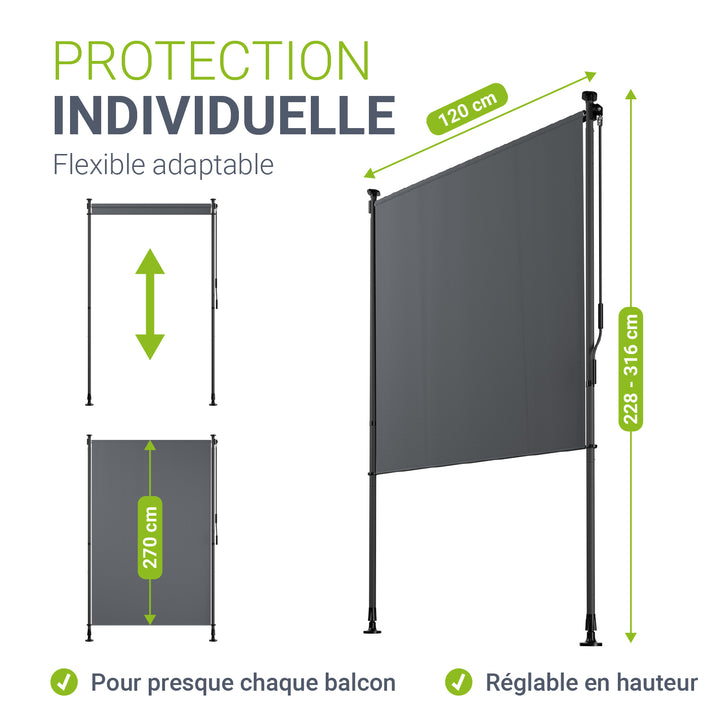 Store vertical Barbados – sans perçage, 1 à 2 m