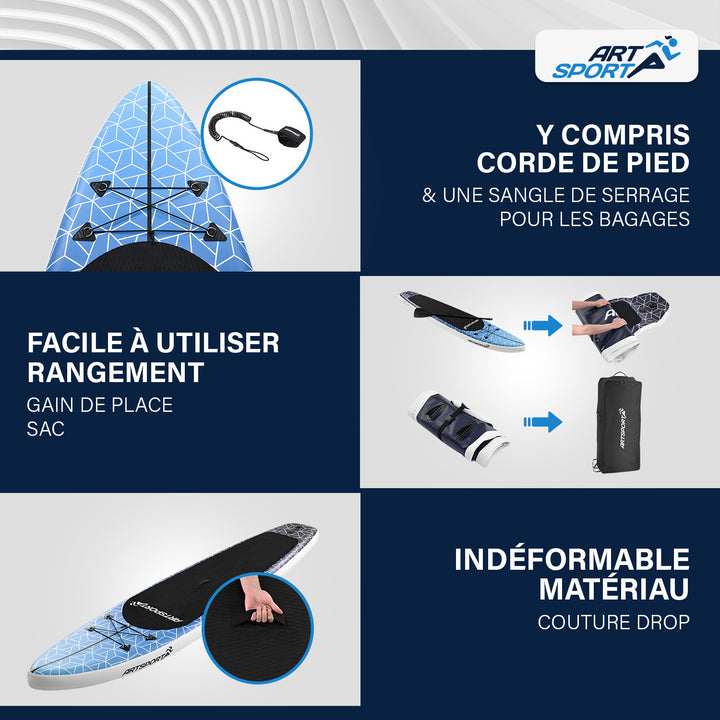 Stand up paddle gonflable – set complet avec sac et accessoires