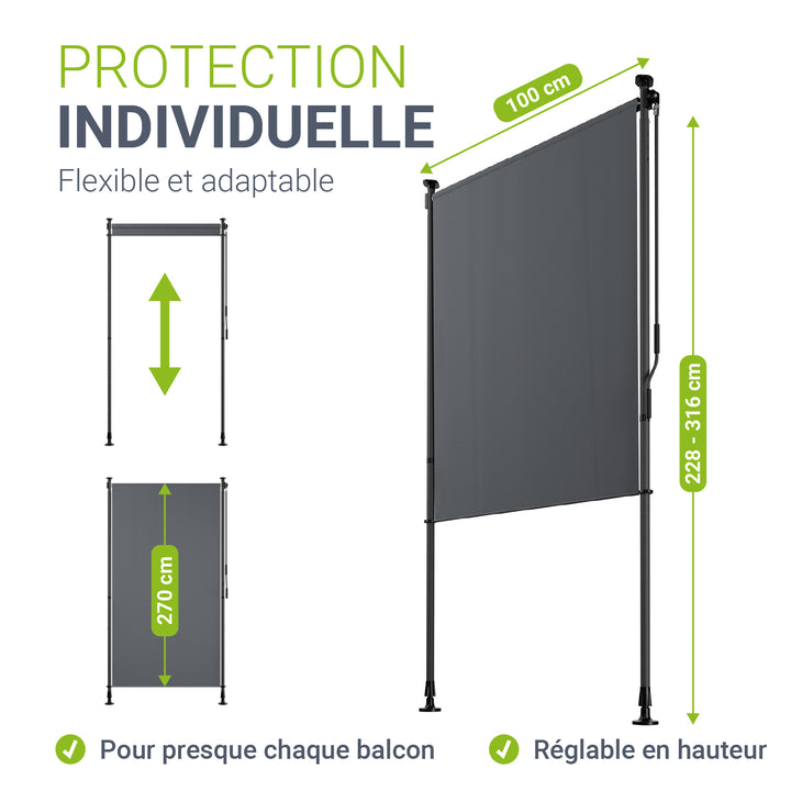Store vertical Barbados – sans perçage, 1 à 2 m