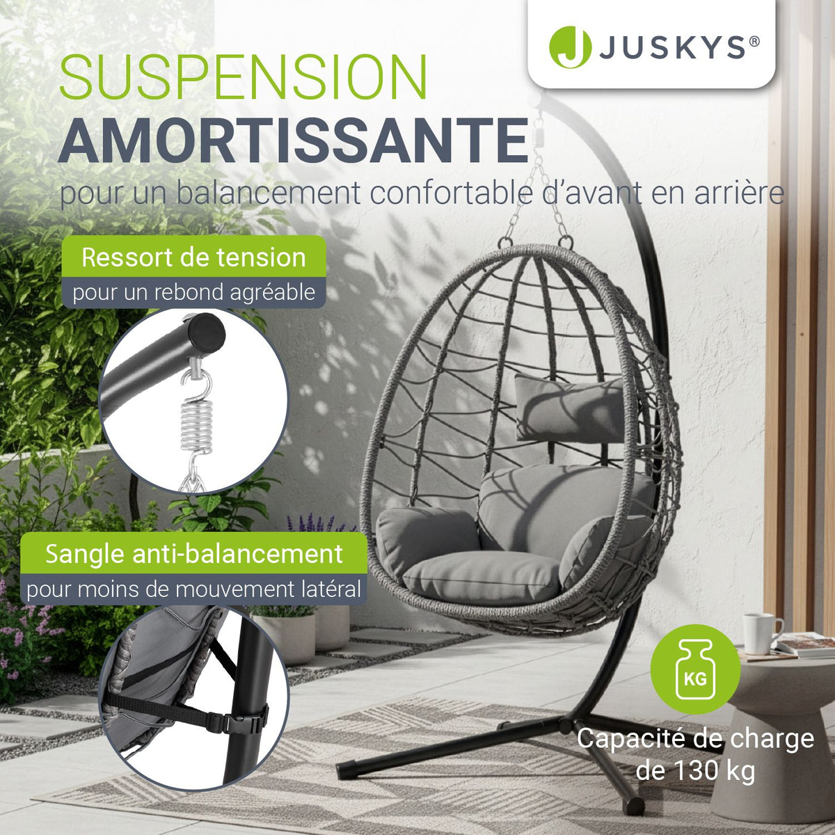 Chaise suspendue Aria avec cadre