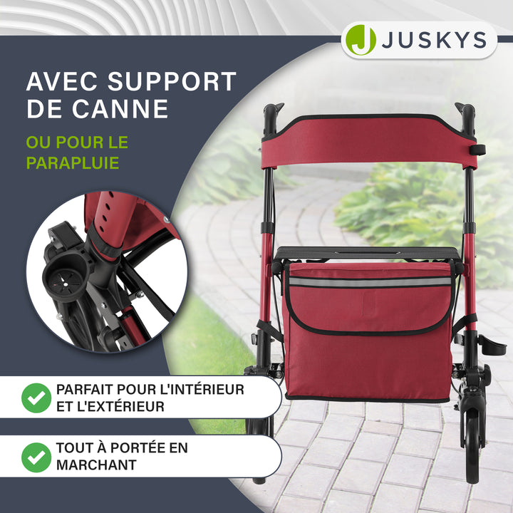 Déambulateur en aluminium Vital – pliable, avec siège et sac à provisions – jusqu'à 130 kg