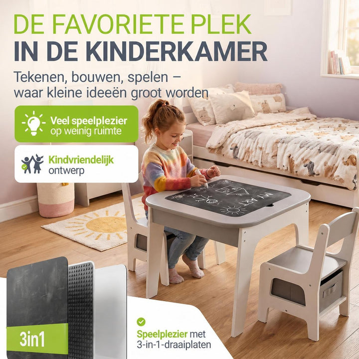 Table de jeu avec deux chaises Milou