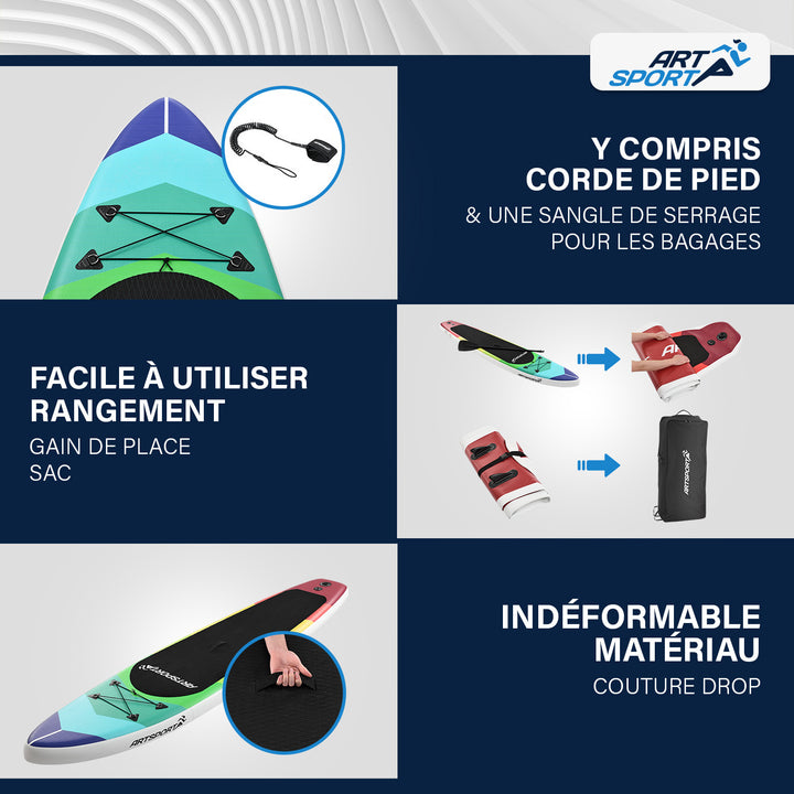 Stand up paddle gonflable – set complet avec sac et accessoires